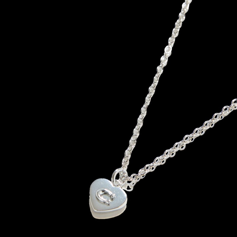 NWT - Coach Necklace w/Heart Shaped Pendant - Silver - Picture 2 of 3